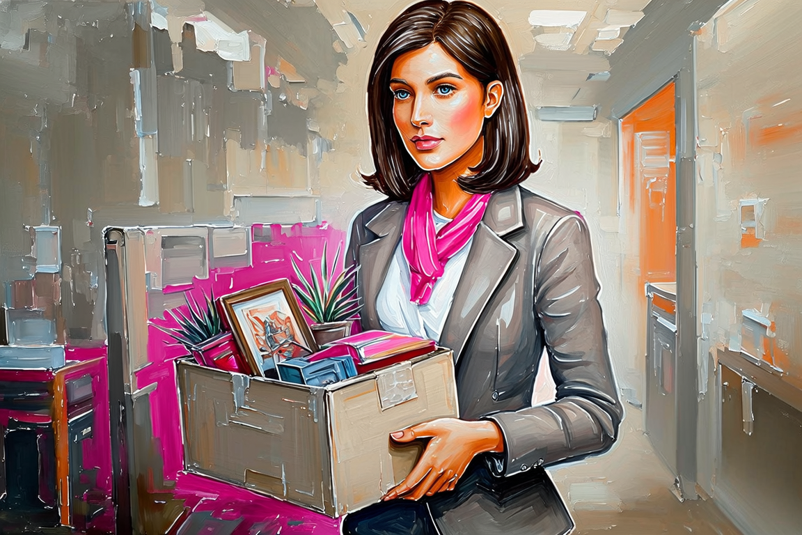 Abstract oil painting: warm amber tones suggesting transition and reversal — AI workforce decisions