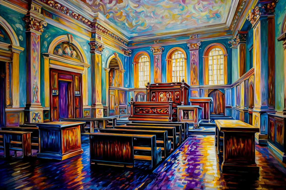 Abstract oil painting: rainbow tones — safety regulation captured by the industry it governs