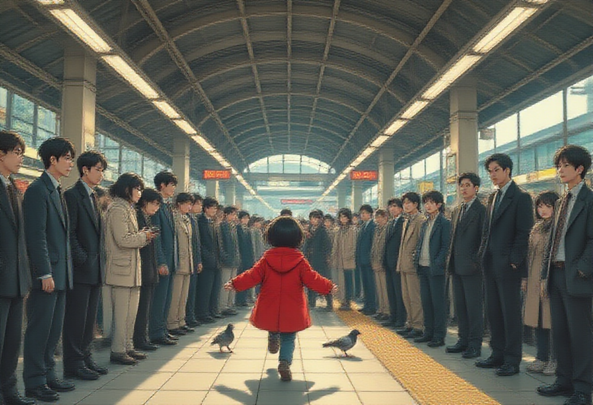 The child in the red coat. Panel 069, The Cost of a Child.